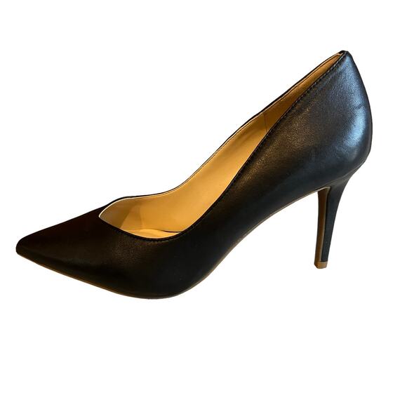 Sole Society Luneiras Classic Black Leather Heels 9 - Picture 1 of 8